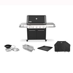Weber Summit FS38 E LP Grill Bundle: Grill, Cover, Griddle, Crisping Basket, Wok
