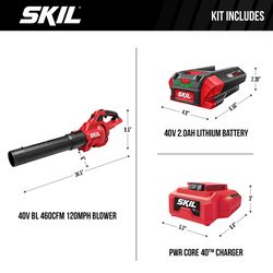 SKIL PWR CORE 40 BL0460C-11 120 mph 460 CFM 40 V Battery Handheld Leaf Blower Kit (Battery & Charger