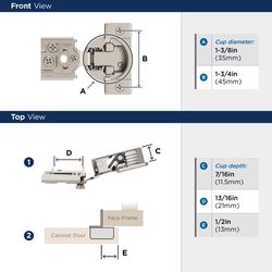 Amerock 1/2 in. W X 1/2 in. L Nickel Silver Steel Overlay Hinge 2 pk