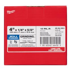 Milwaukee 4 in. D X 5/8 in. X 1/4 in. thick Metal Grinding Wheel