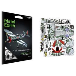 Metal Earth P-47 Thunderbolt 3D Model Kit Multicolored