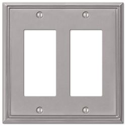 Amerelle Metro Brushed Nickel 2 gang Die-Cast Metal Decorator Wall Plate 1 pk