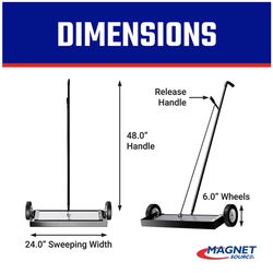 Magnet Source 24 in. Magnetic Floor Sweeper with Release 400 lb. pull