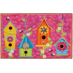 Olivia's Home 22 in. W X 32 in. L Multi-Color Birdhouse Village Polyester Accent Rug