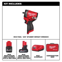 Milwaukee M12 FUEL 3/8 in. Cordless Brushless Impact Wrench Kit (Battery & Charger)