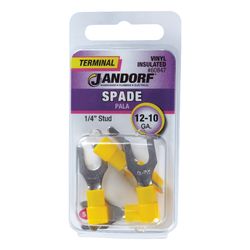 Jandorf 12-10 Ga. Insulated Wire Spade Terminal Yellow 5 pk