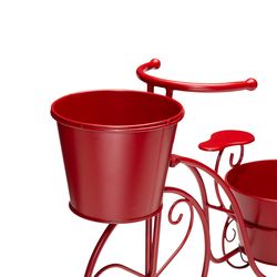 Glitzhome 15 in. H X 21.5 in. W X 6.75 in. D Metal Bicycle Plant Stand Red
