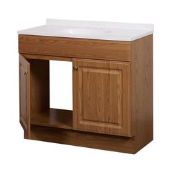 Zenna Home Single Oak Bathroom Vanity 36 in. W X 18 in. D X 35 in. H