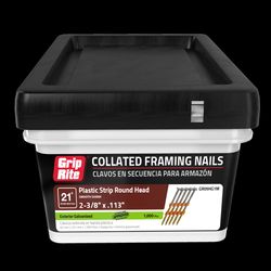 Grip-Rite 2-3/8 in. L X 11-1/2 Ga. Angled Strip Hot-Dip Galvanized Framing Nails 21 deg 1000 pk
