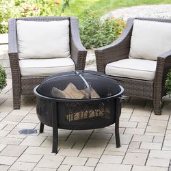 Blue Sky Outdoor Living 33 in. W Steel Round Wood Fire Pit