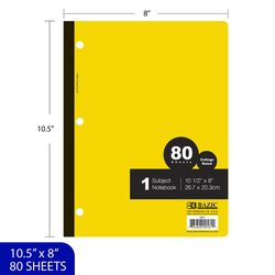 Bazic Products 10-1/2 in. W X 8 in. L College Ruled Stitched Assorted Wireless Notebook