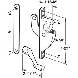 Prime-Line Silver Cast Metal Right Jalousie Operator w/Crank For Daryl Windows