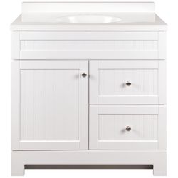 Continental Cabinets Single Satin White Vanity Combo 36 in. W X 18 in. D X 33-1/2 in. H