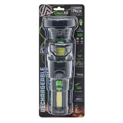 LitezAll 250 lm Black LED Rechargeable Flashlight/Headlight Combo Pack