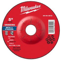 Milwaukee 5 in. D X 7/8 in. X 1/4 in. thick Metal Grinding Wheel