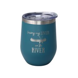 Pavilion We People 12 oz Teal BPA Free River/Canoe Wine Tumbler with Lid