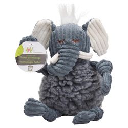 HuggleHounds FlufferKnottie For Dog Gray Fabric Ellamae Elephant Dog Toy Large 1 pk