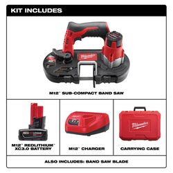 Milwaukee M12 Cordless Brushed 1-5/8 in. Band Saw Kit (Battery & Charger)