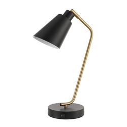 Globe Electric 17 in. Matte Black Desk Lamp w/Charging Station