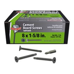 Grip-Rite No. 8 wire X 1-5/8 in. L Phillips Wafer Head Coarse Cement Board Screws