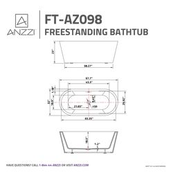 Anzzi Chand 23.6 in. H X 31.5 in. W X 66.9 in. L White Bathtub