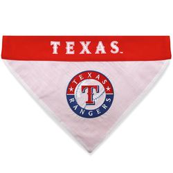 Pets First Red/White Texas Rangers Cotton/Nylon Dog Collar Bandana Small/Medium