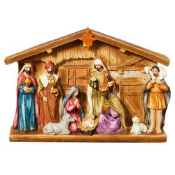 Glitzhome Multicolored Lighted Nativity Set Table Decor 8.5 in.