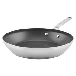 KitchenAid Brushed Stainless Steel Skillet 12 in. Black/Silver