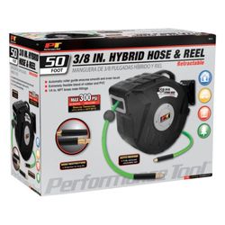 Performance Tool 3/8 in. D X 50 ft. L Heavy Duty Industrial Grade Expandable Hose and Reel