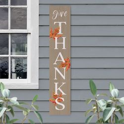 P Graham Dunn Multicolored Wood 36 in. H X 7 in. L X 0.75 in. W Give Thanks Porch Sign