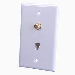 Monster Just Hook It Up White 1 gang Plastic Coax/Phone Wall Plate 1 pk