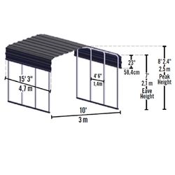 ShelterLogic Ultra Max Steel Arrow Carport Canopy 7 ft. H X 10 ft. W X 15 ft. L