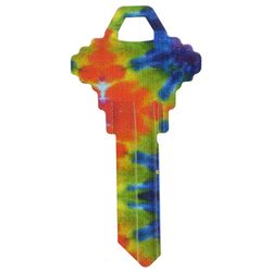 HILLMAN Wackey Tie Dyed House/Office Key Blank 68 Single For Schlage Multicolored