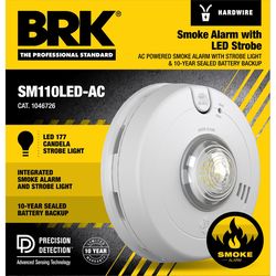 BRK LED Strobe Hard-Wired w/Battery Back-up Photoelectric Smoke Detector 1 pk