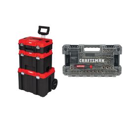 CRAFTSMAN VERSASTACK System Rolling Tool Box Tower with 64-Piece OVERDRIVE Mechanics Tool Set