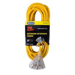 Bergen Indoor or Outdoor 25 ft. L Yellow Triple Outlet Cord 12/3 SJTW