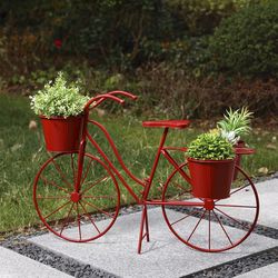 Glitzhome 19 in. H Red Metal Plant Stand