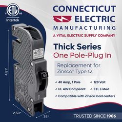 Connecticut Electric 40 amps Single Pole Circuit Breaker