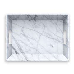 TarHong Gray/White Melamine Carrara Handled Serve Tray 1 pc