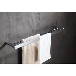 Anzzi Caster 3 Series Polished Chrome Silver Double Towel Bar 25.13 in. L Stainless Steel