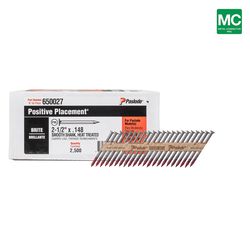 Paslode Positive Placement 2-1/2 in. L Straight Strip Brite Metal Connector Nails 2500 pk