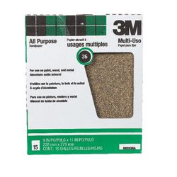 3M 11 in. L X 9 in. W 36 Grit Aluminum Oxide Sandpaper 15 pk