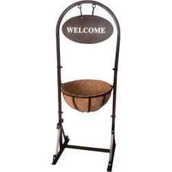 Austram 17.71 in. H X 14 in. W X 3.74 in. D Metal Welcome Planter Black