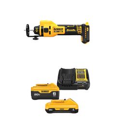 DEWALT 20V MAX* XR Brushless Drywall Cut-Out Tool with 20V MAX* 4 Ah and 6 Ah Battery & Charger Kit