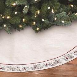Dyno Ivory/Red Faux Pine Cone Tree Skirt