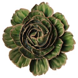Chive English Garden 2.6 in. H X 5.5 in. L Glazed Green Ceramic Cabbage Flower Wall Flower