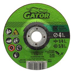 Gator 4 in. D X 5/8 in. X 1/4 in. thick Masonry Grinding Wheel 1 pc