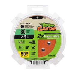 Gator 5 in. Aluminum Oxide Hook and Loop Sanding Disc 80 Grit Medium 50 pk