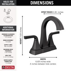 Delta Knoxville Matte Black Transitional Centerset Bathroom Sink Faucet 4 in.