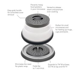 Tovolo Gray/White Plastic Microwave Collapsible Food Cover